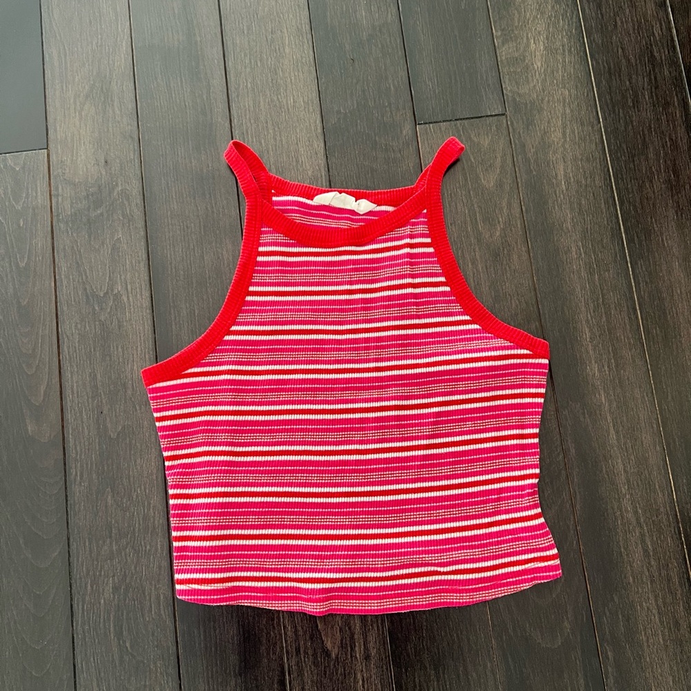 Striped Red and Pink Women's Tank Top